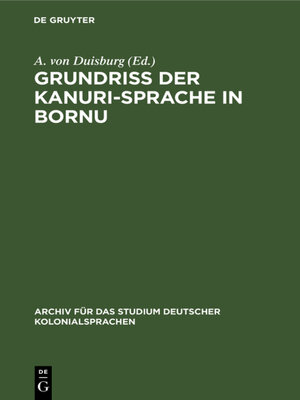 cover image of Grundriss der Kanuri-Sprache in Bornu
